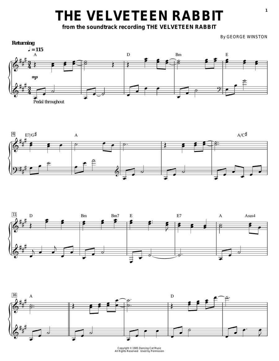 The Velveteen Rabbit Piano Solo scores gallery preview page 1