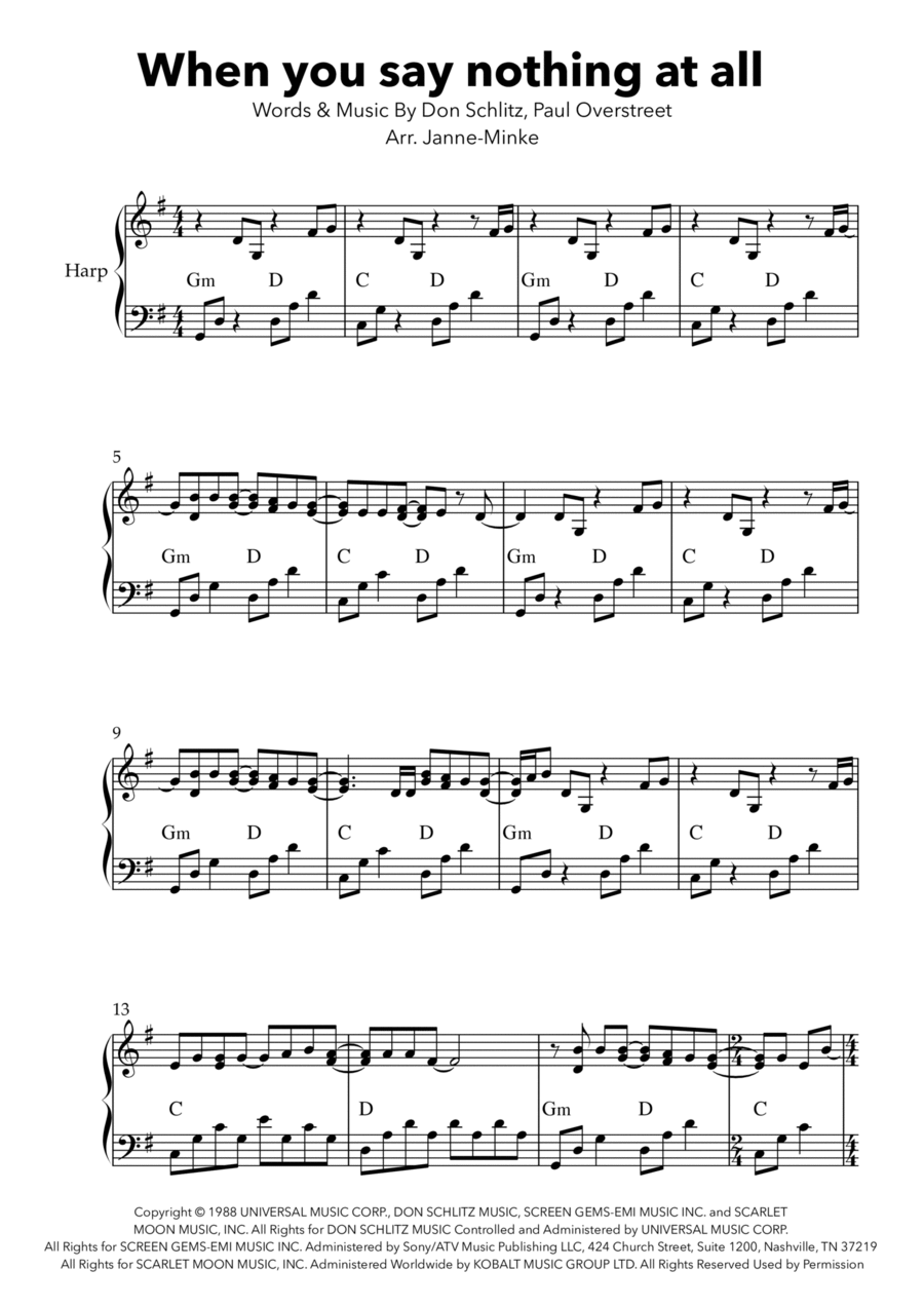 When You Say Nothing At All Celtic Harp scores gallery preview page 1