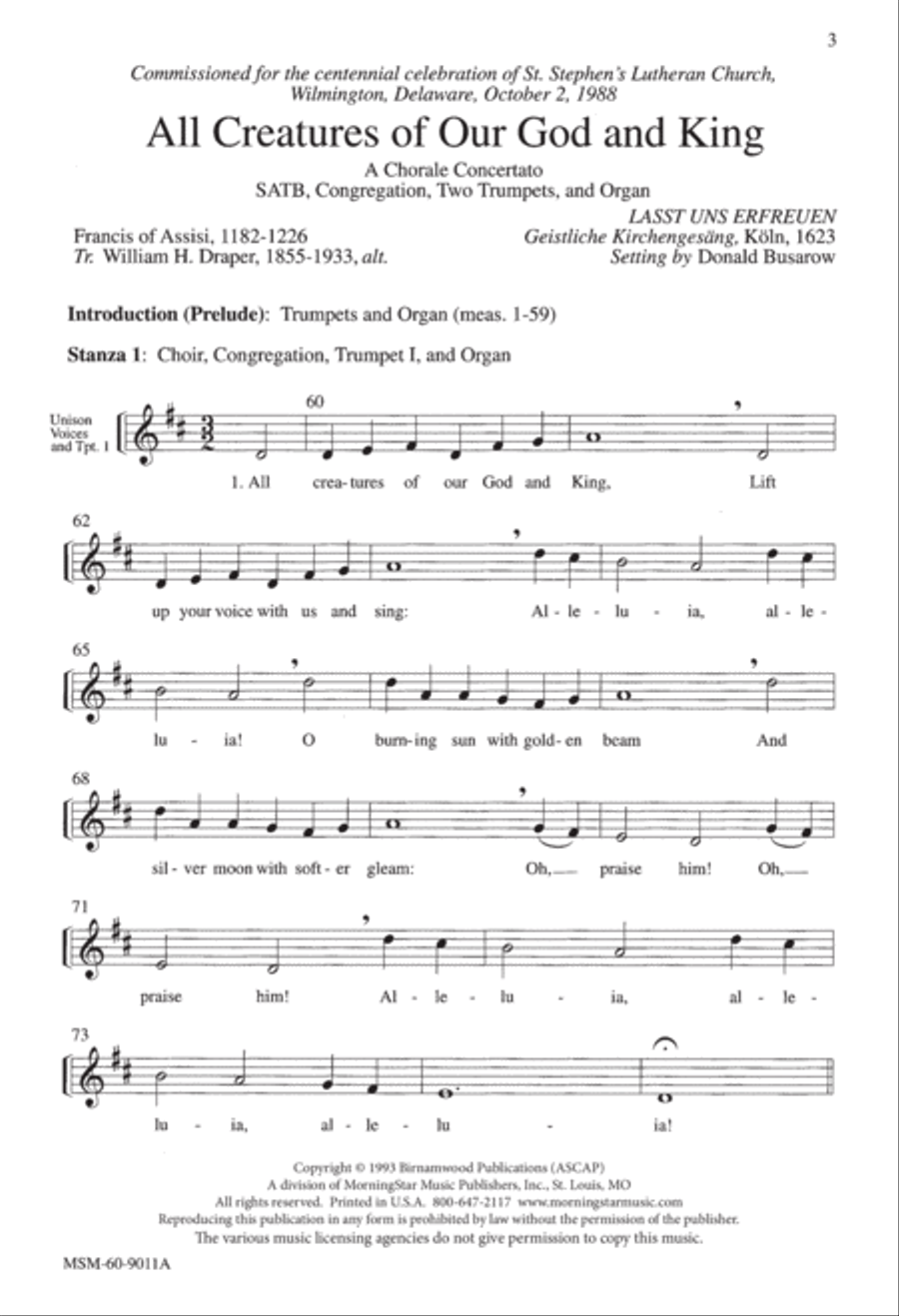 All Creatures of Our God and King 4-Part scores gallery preview page 2