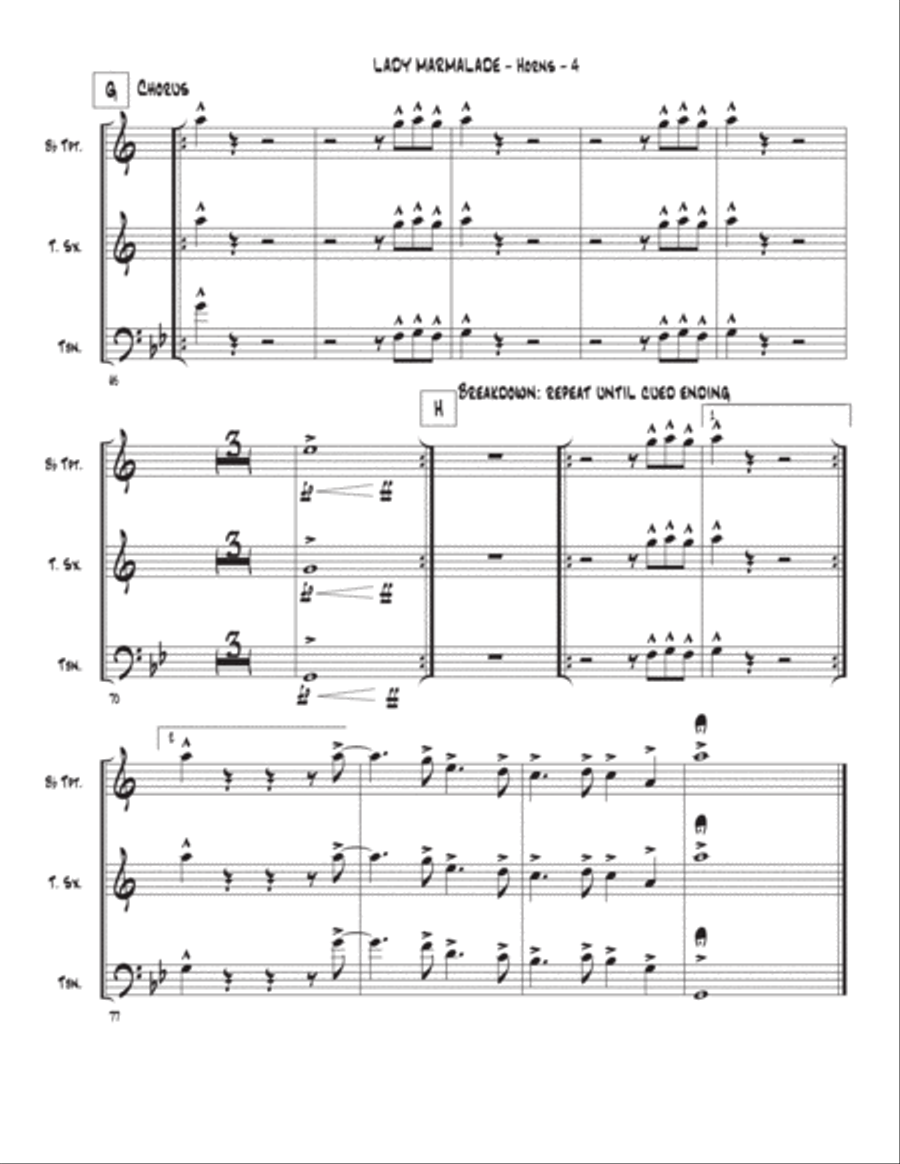 Lady Marmalade Lady Marmalade Tenor Saxophone scores gallery preview page 4