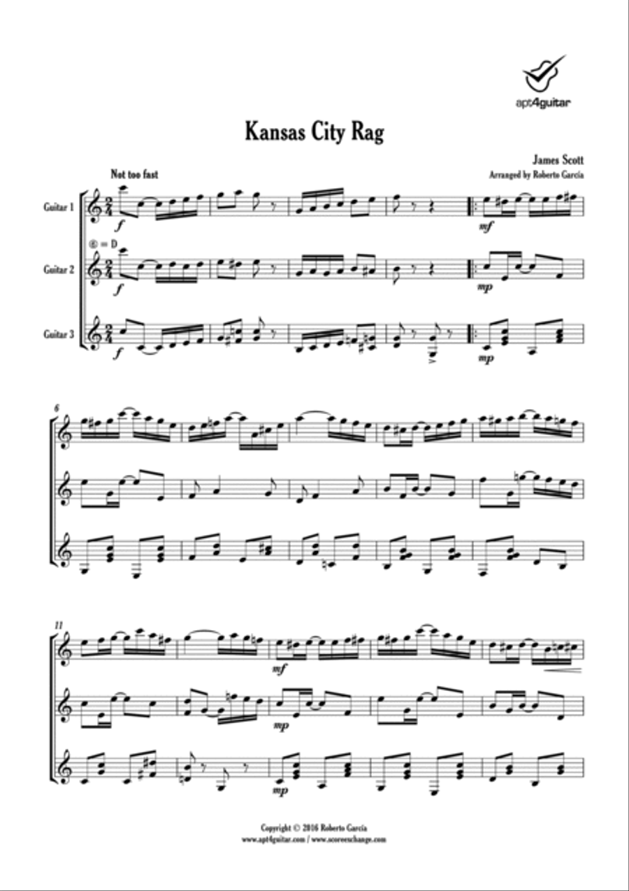 Kansas City Rag Kansas City Rag Guitar Ensemble scores gallery preview page 2