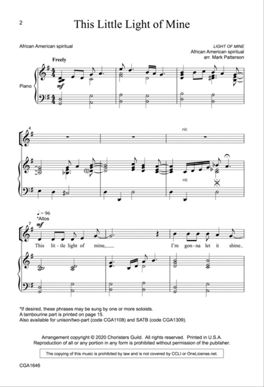 This Little Light of Mine - SAB 4-Part scores gallery preview page 2