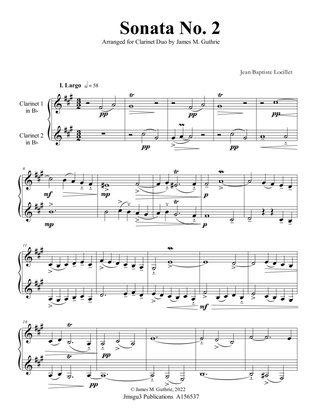 Loeillet: Sonata No. 2 for Clarinet Duo