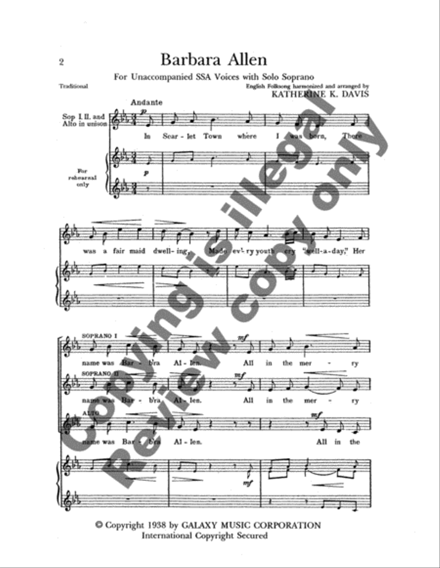 Barbara Allen Barbara Allen SSA scores gallery preview page 3