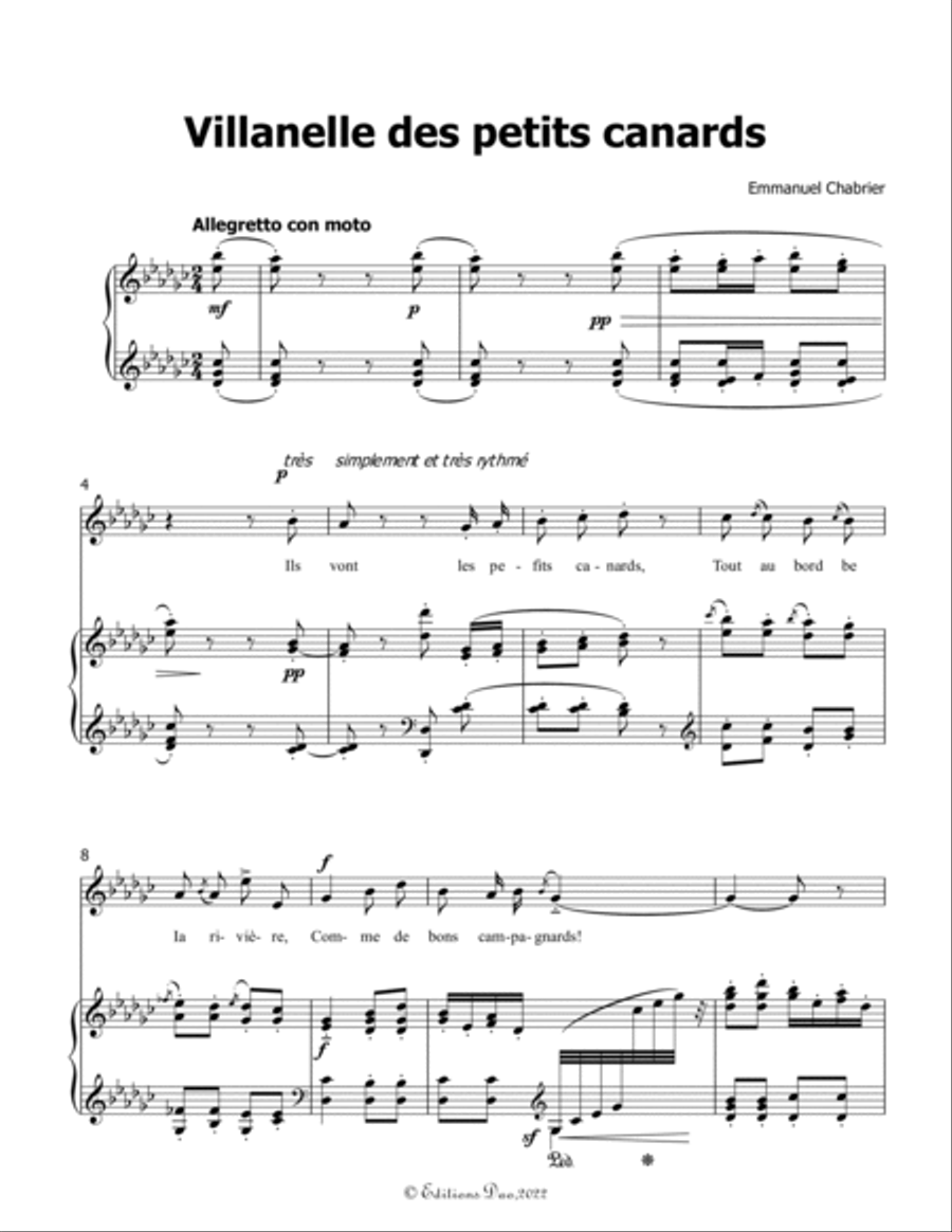 Villanelle des petits canards, by Chabrier, in G flat Major Voice scores gallery preview page 3