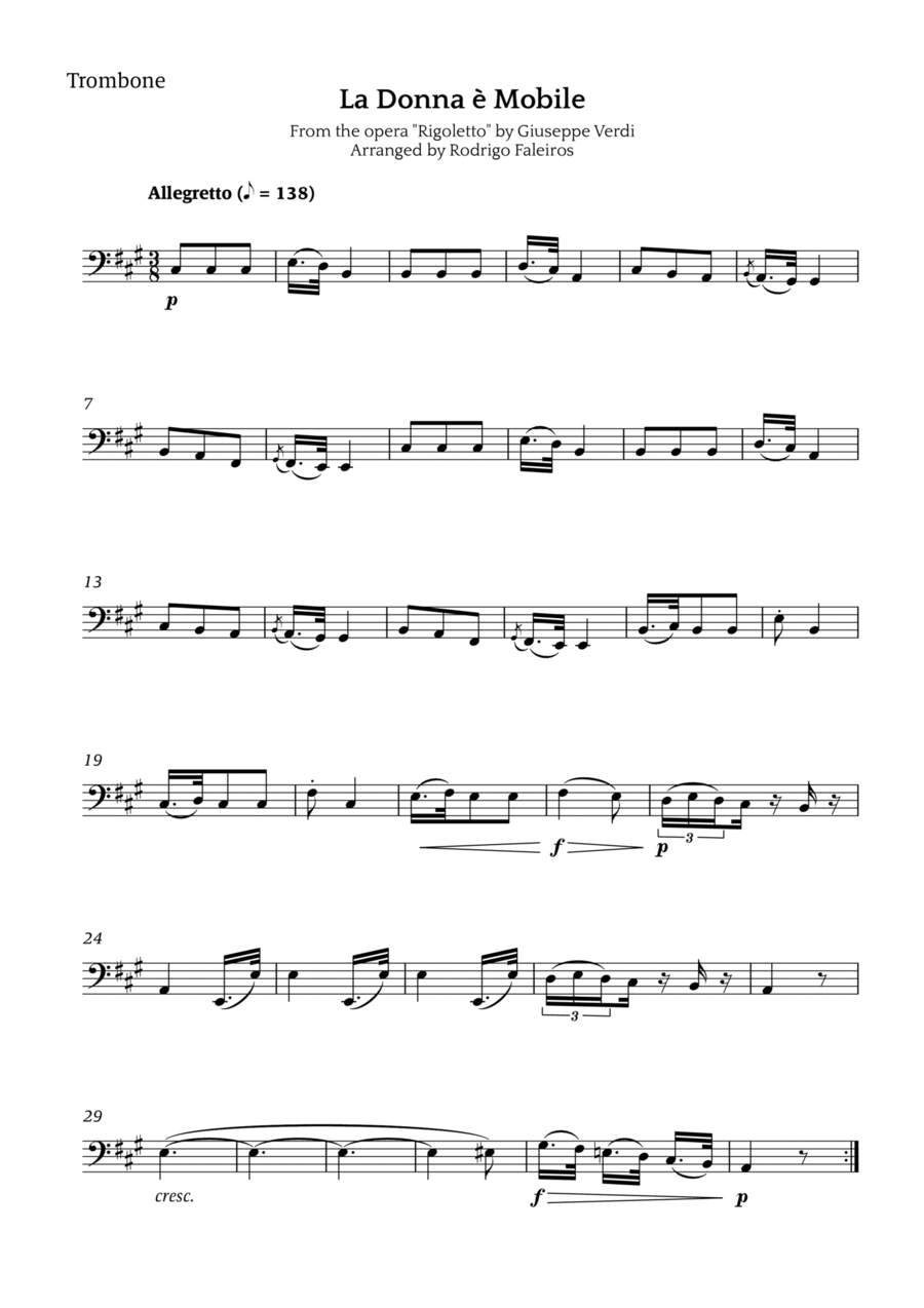 La Donna è Mobile Chamber Music scores gallery preview page 1