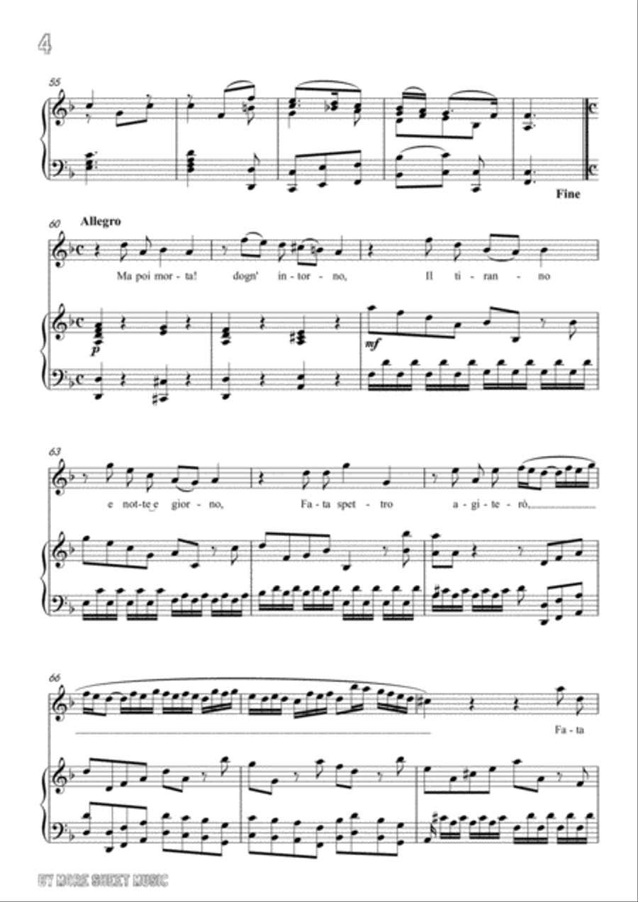 Handel-E pur così in un giorno...Piangerò la sorte mia in F Major,for Voice and Piano Voice Solo scores gallery preview page 6