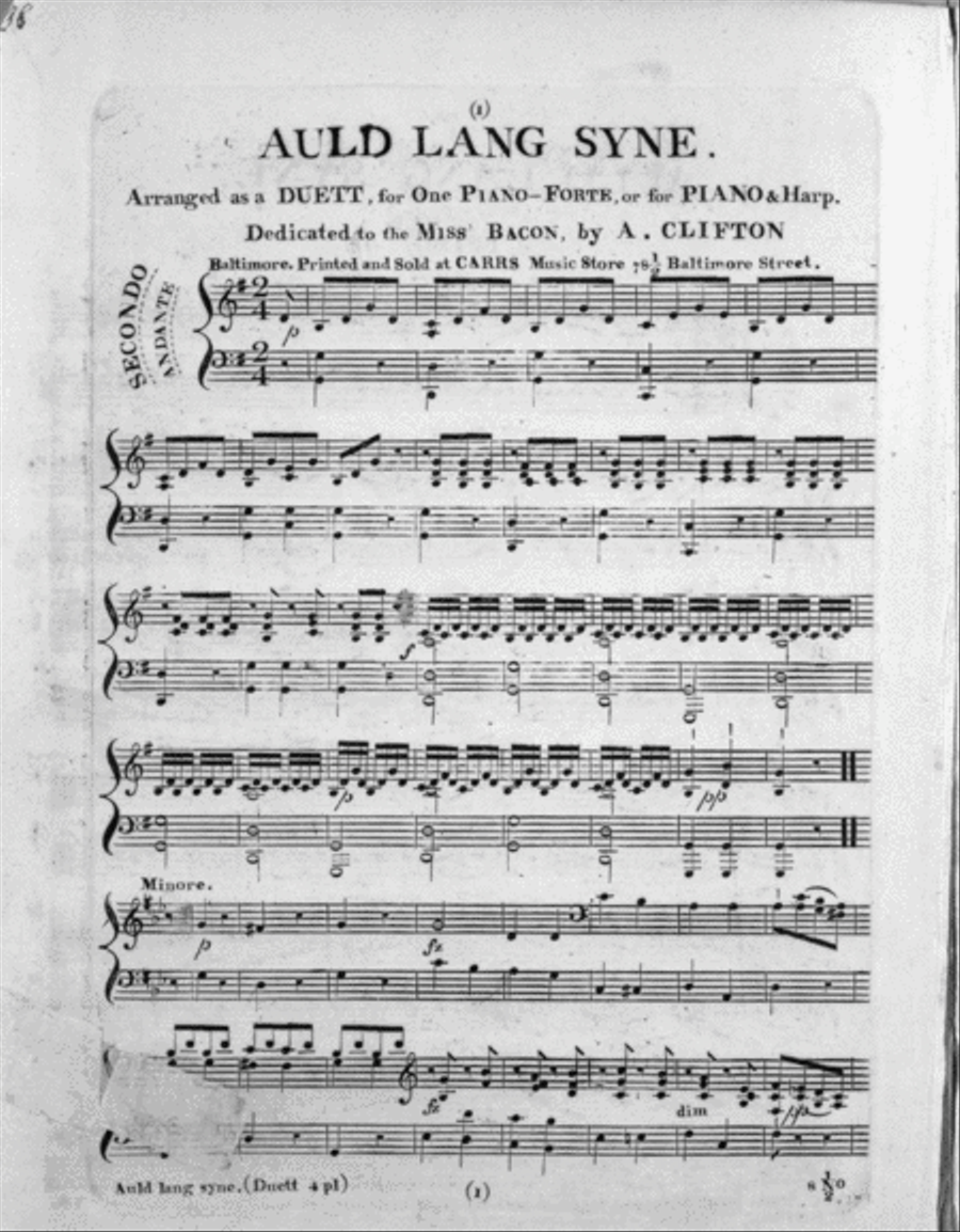 Auld Lang Syne Harp scores gallery preview page 1