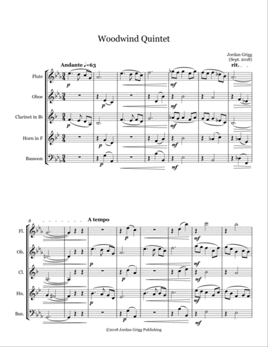 Woodwind Quintet Woodwind Quintet Woodwind Quintet scores gallery preview page 1