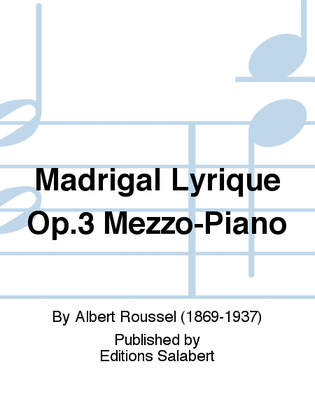 Book cover for Madrigal Lyrique Op.3 Mezzo-Piano