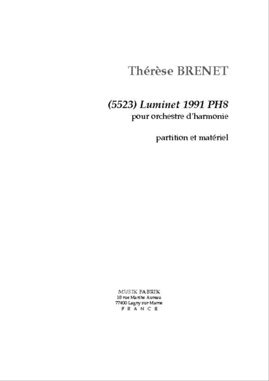 (5523) Luminet 1991 PH8 (5523) Luminet 1991 PH8 Concert Band scores gallery preview page 1