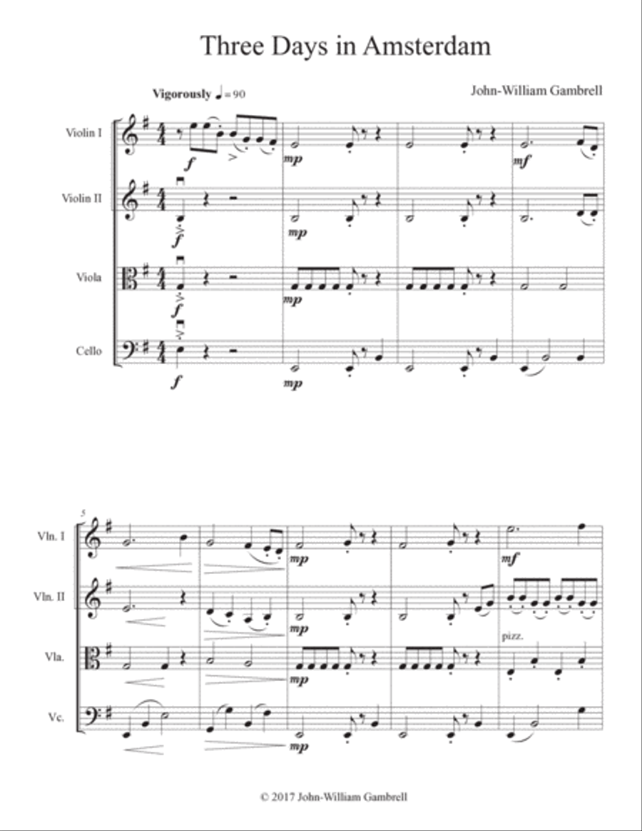 Three Days in Amsterdam String Quartet scores gallery preview page 3