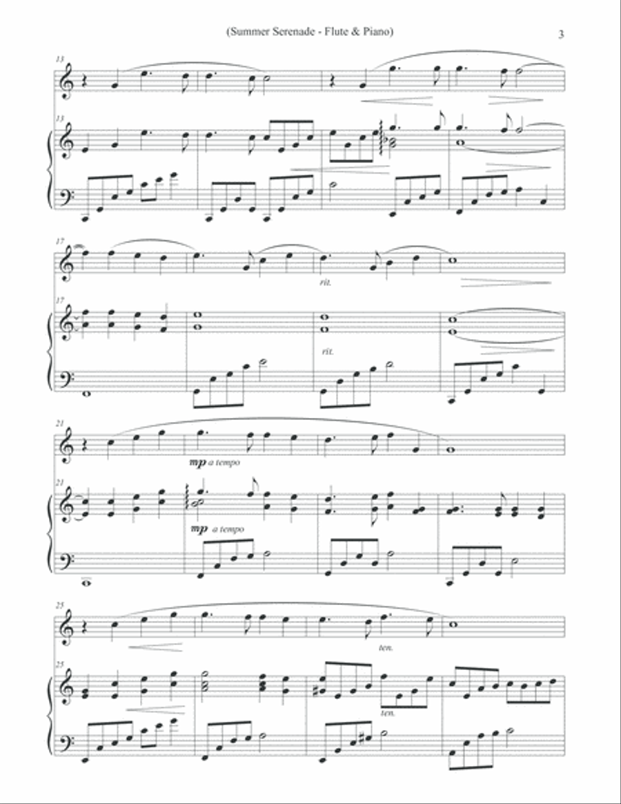 Summer Serenade (Solo Flute & Piano) Flute Solo scores gallery preview page 3