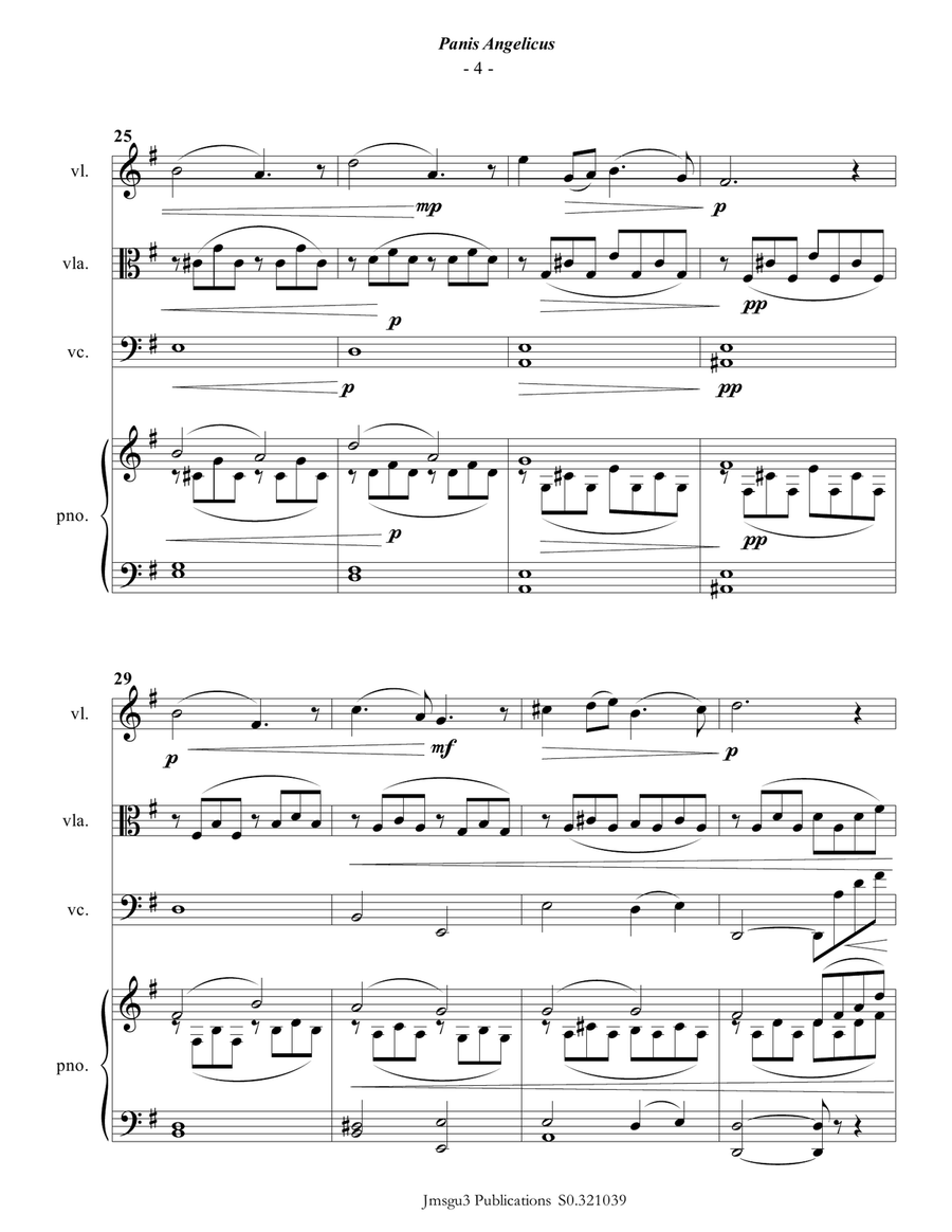 Franck: Panis Angelicus for Piano Quartet Piano Quartet scores gallery preview page 4