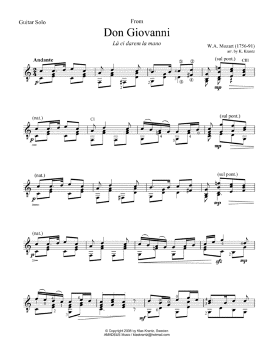 La ci darem la mano for guitar solo Acoustic Guitar scores gallery preview page 1