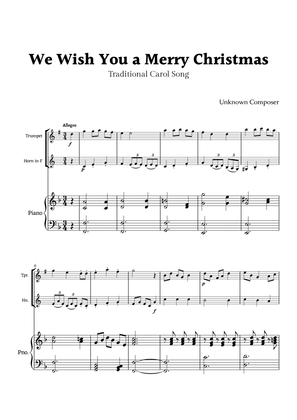 We Wish you a Merry Christmas for Trumpet and French Horn Duet with Piano