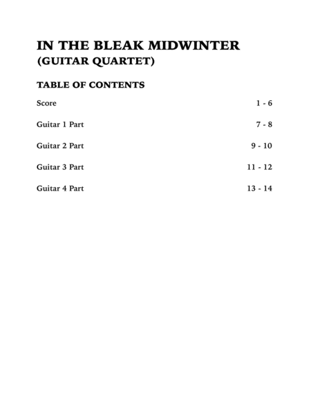 In the Bleak Midwinter (Guitar Quartet) image number null