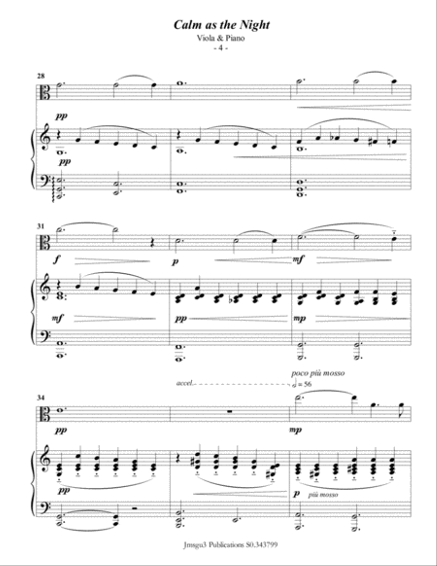 Bohm: Calm as the Night for Viola & Piano Viola scores gallery preview page 4