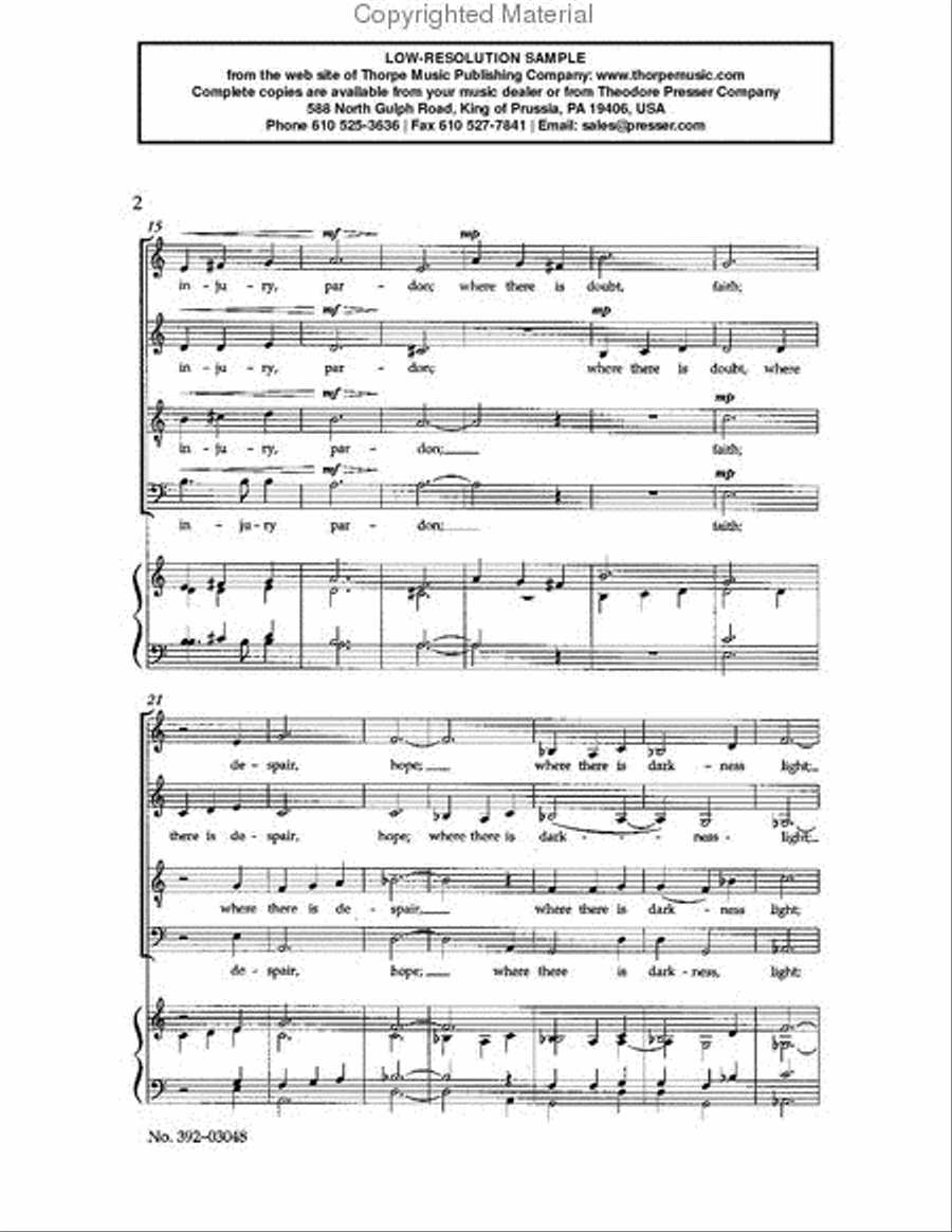 Lord, Make Me An Instrument of Thy Peace 4-Part scores gallery preview page 3