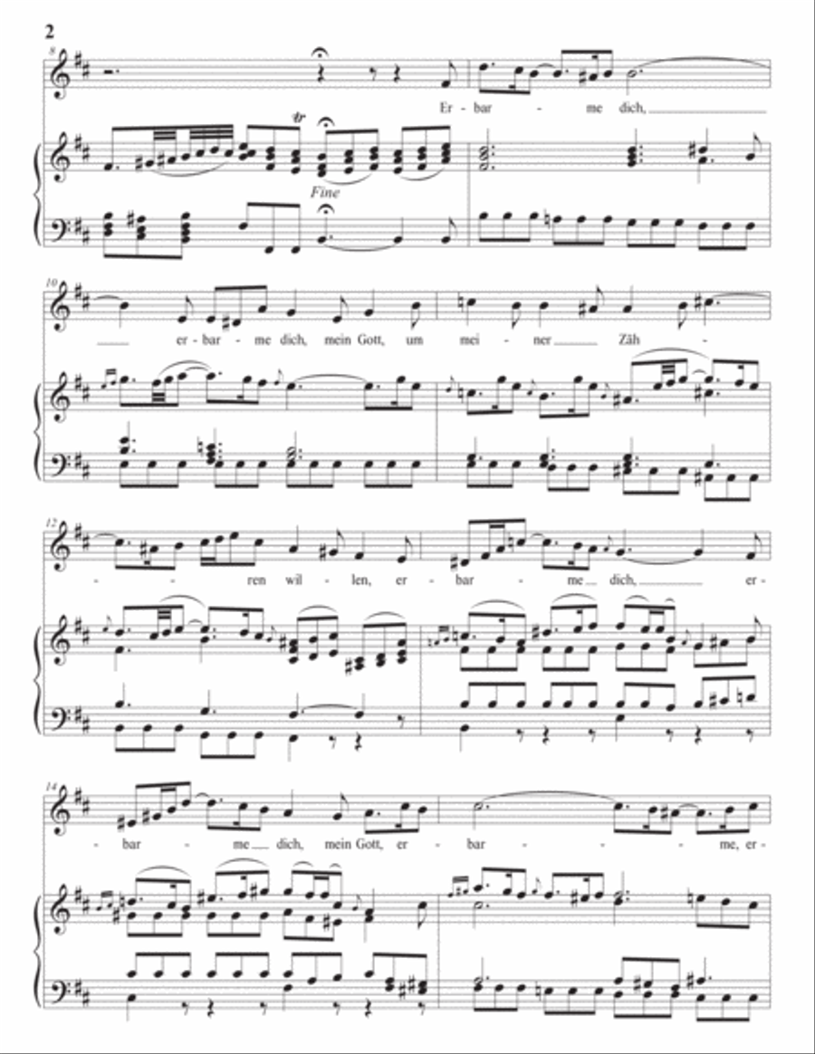 BACH: Erbarme dich, BWV 244 (transposed to B minor) Piano, Vocal scores gallery preview page 3