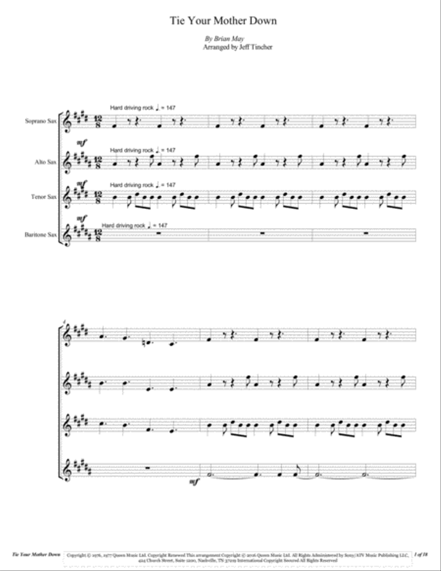 Tie Your Mother Down Woodwind Quartet scores gallery preview page 2
