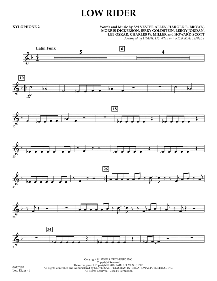 Low Rider - Xylophone 2 Percussion scores gallery preview page 1