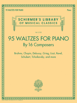 Book cover for 95 Waltzes by 16 Composers for Piano