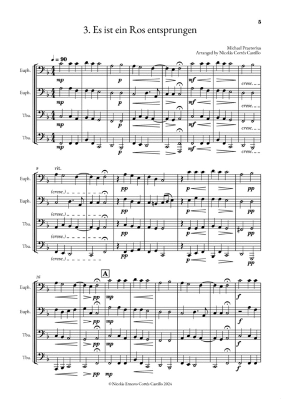 17 Christmas Carols for Tuba Quartet Tuba Quartet scores gallery preview page 6