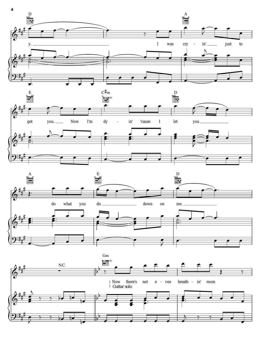 Cryin' Piano, Vocal, Guitar scores gallery preview page 4