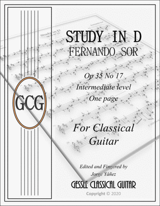 Study in D by Fernando Sor for Classical Guitar