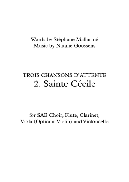 Sainte Cécile - for SAB Choir, Flute, Clarinet, Viola and Violoncello