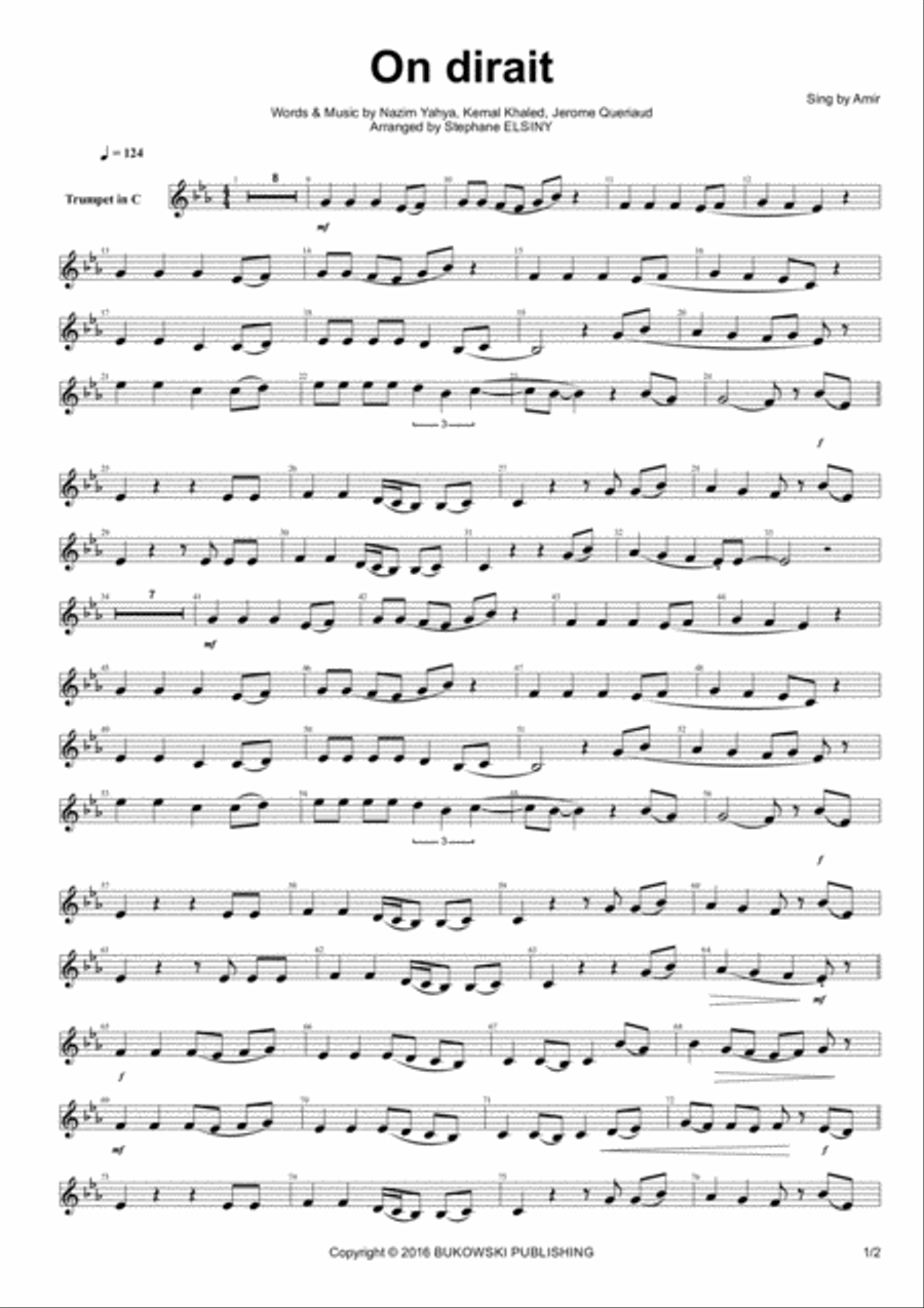 On Dirait Trumpet Solo scores gallery preview page 1