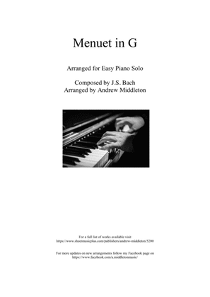 Book cover for Menuet in G arranged for Easy Piano