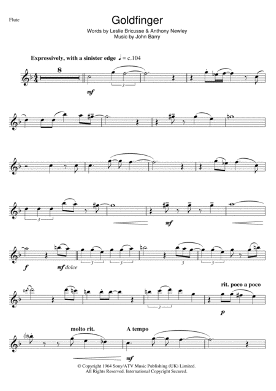 Goldfinger Goldfinger Flute Solo scores gallery preview page 1