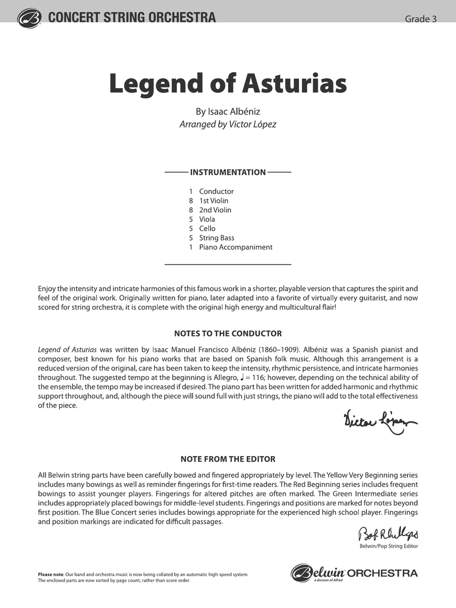 Legend of Asturias: Score