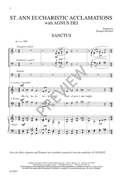 St. Ann Eucharistic Acclamations with Agnus Dei image number null