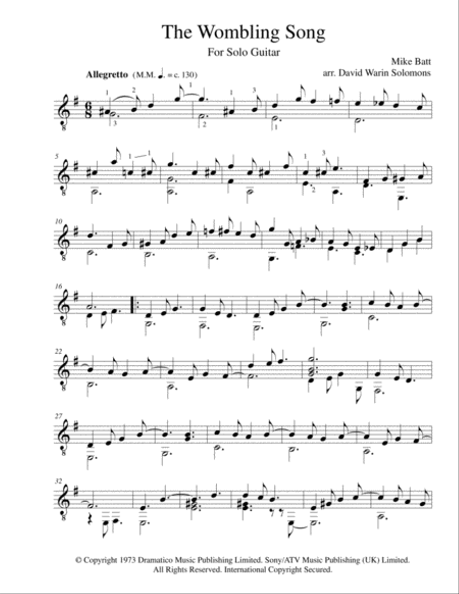 The Wombling Song Guitar Solo scores gallery preview page 1