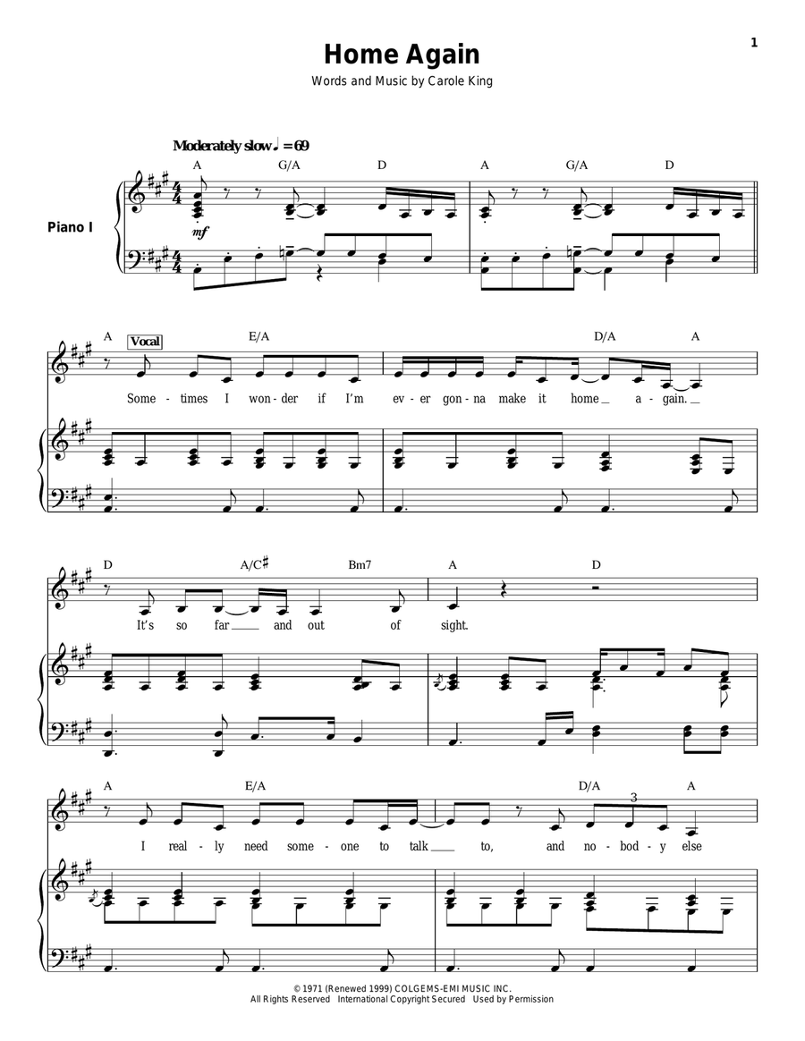 Home Again Home Again Piano scores gallery preview page 1