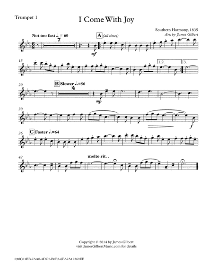 I Come With Joy Brass Ensemble scores gallery preview page 3