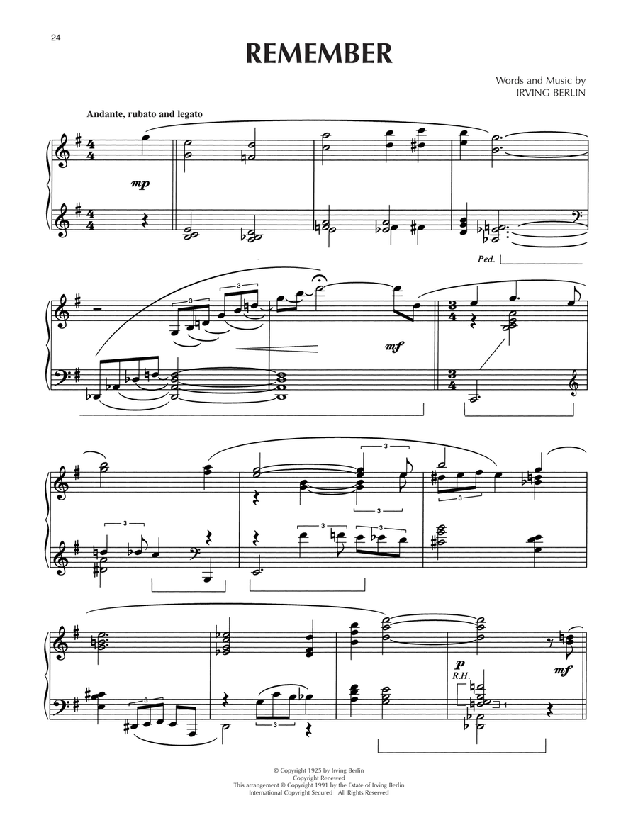Remember (arr. Dick Hyman) Piano Solo scores gallery preview page 1