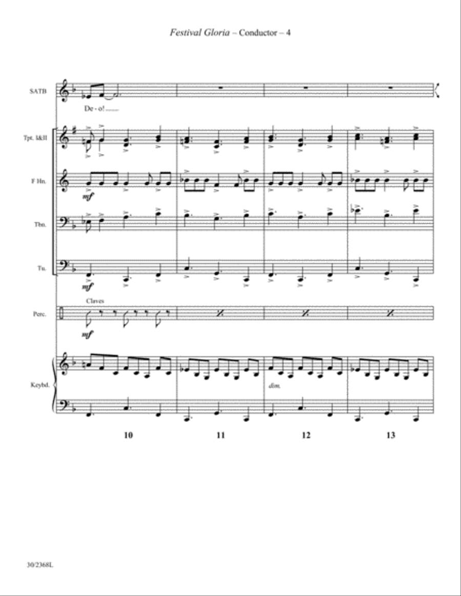 Festival Gloria - Brass and Percussion Score and Parts Horn scores gallery preview page 5