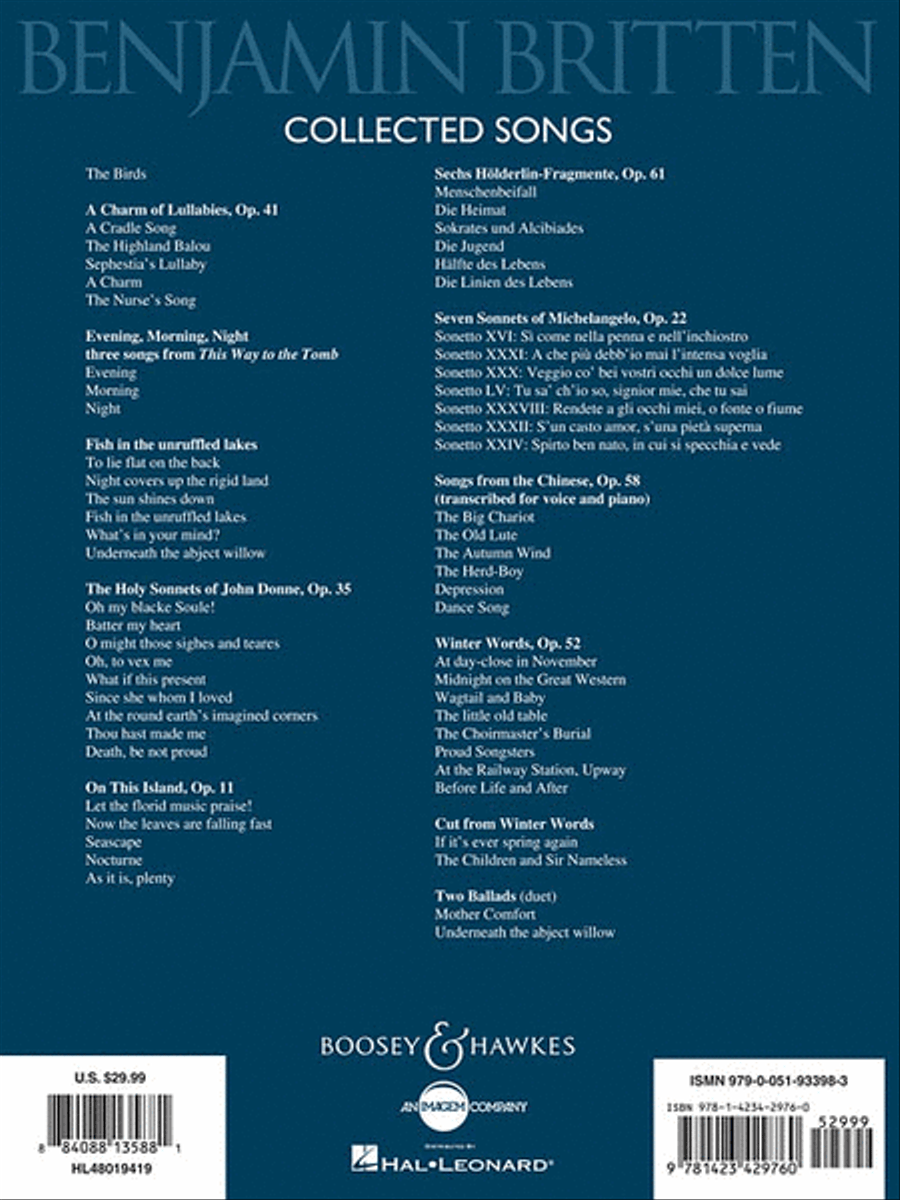 Benjamin Britten – Collected Songs Medium Voice scores gallery preview page 2
