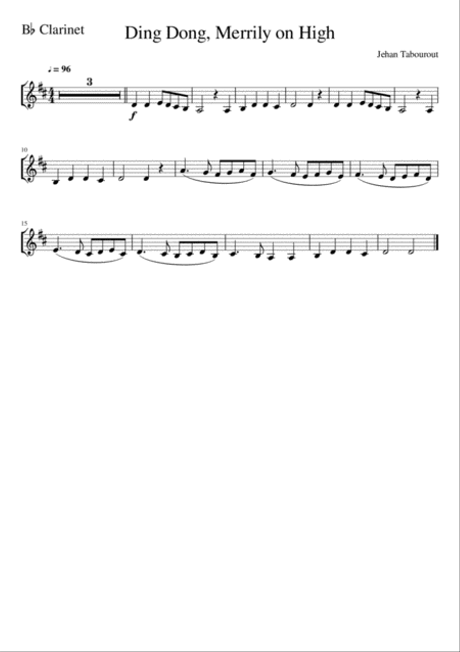 Ding Dong Merrily On High - Clarinet and Piano Clarinet Solo scores gallery preview page 2
