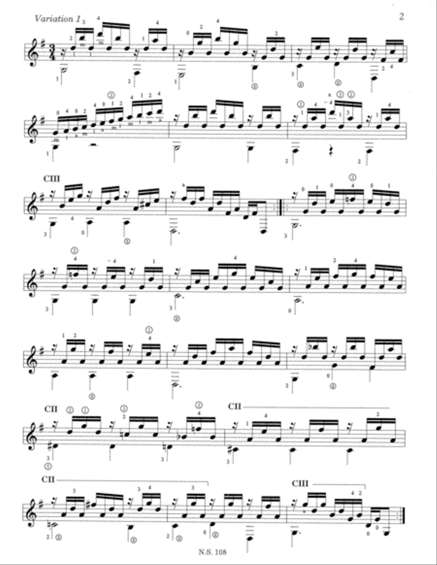 Theme and Four Variations by Locatelli arr. for guitar