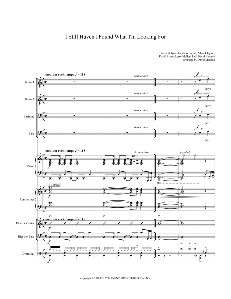 Still Haven't Found What I'm Looking For Small Ensemble scores gallery preview page 1