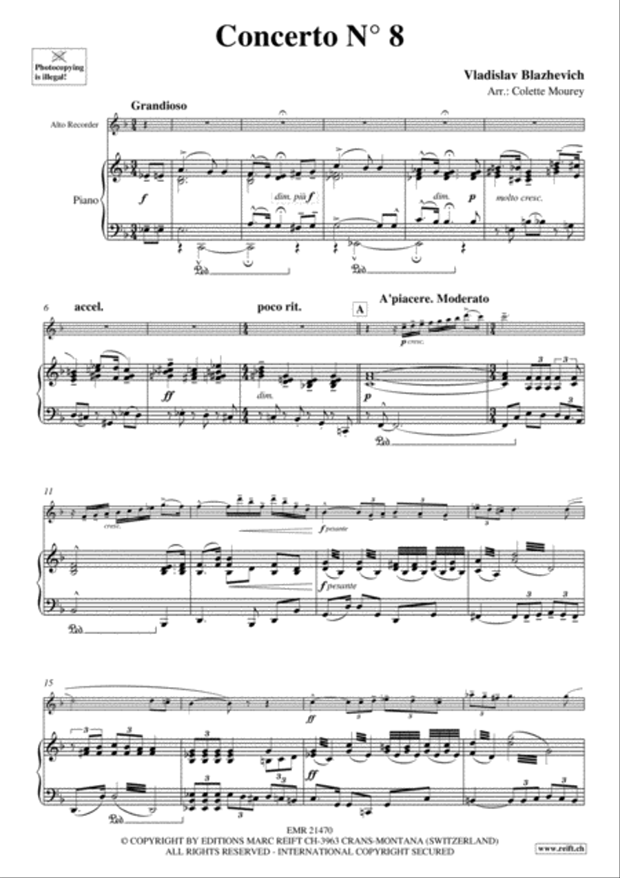 Concerto No. 8 Alto Recorder scores gallery preview page 3