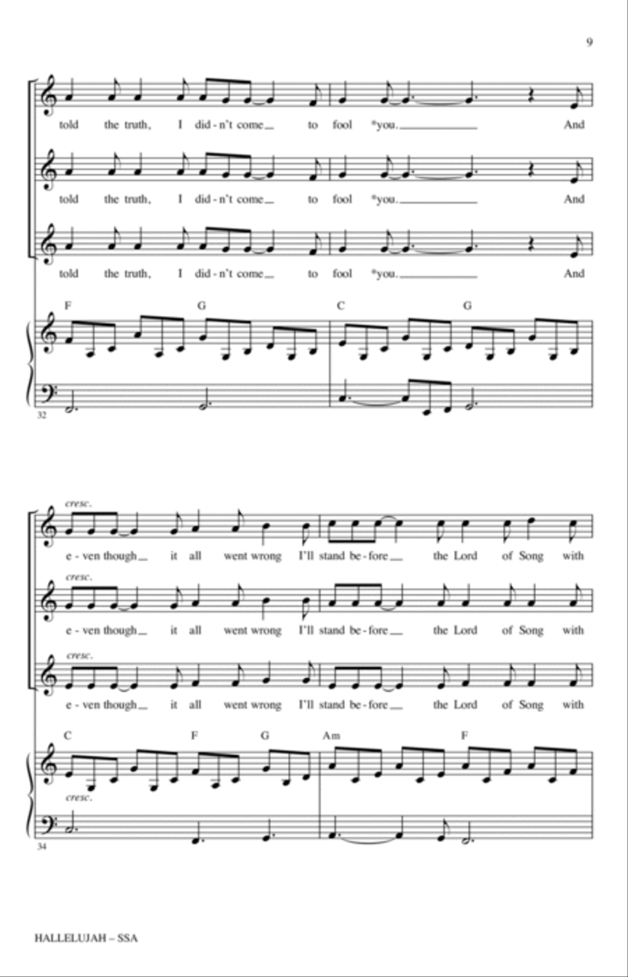 Hallelujah (arr. Roger Emerson) SSA scores gallery preview page 8