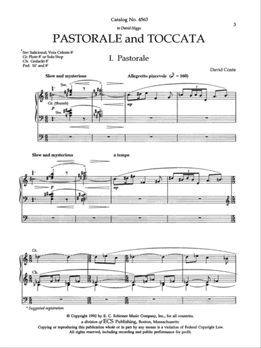 Pastorale and Toccata (Downloadable)