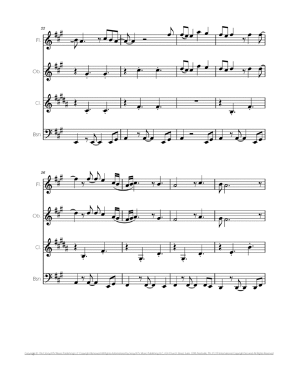 Stand By Me Woodwind Quartet scores gallery preview page 4