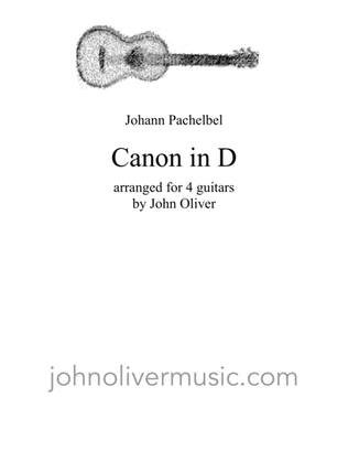 Book cover for Pachelbel's Canon in D arranged for 4 guitars